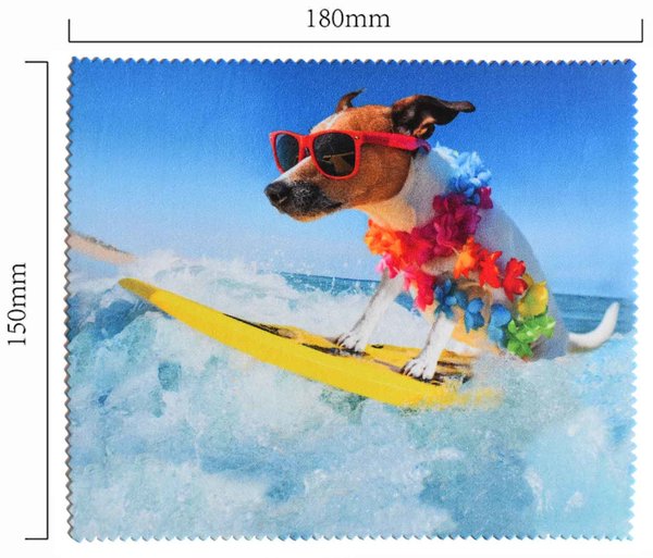 Mikrofaser Brillenputztuch - Surfhund
