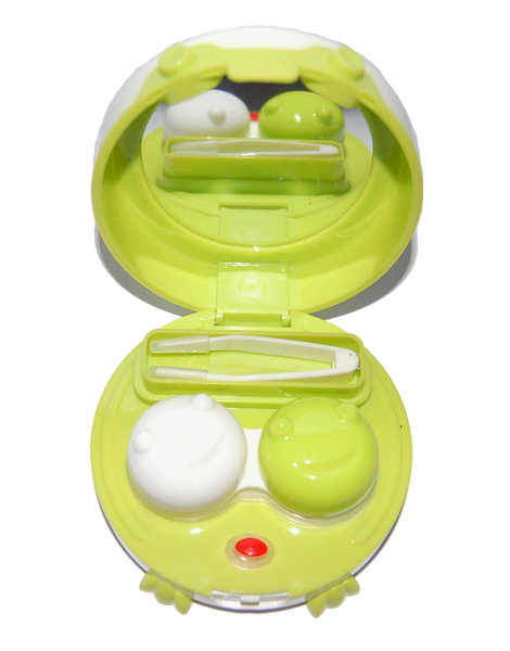 Etui für Kontaktlinsen - vibrierend, rund mit Füßchen - Grün
