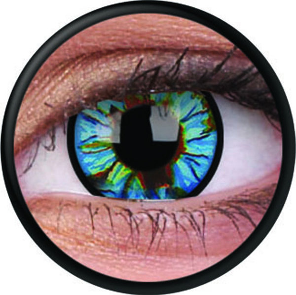 ColorVue Crazy-Kontaktlinsen - Blue Streak (2 St. 3-Monatslinsen) – ohne Stärke